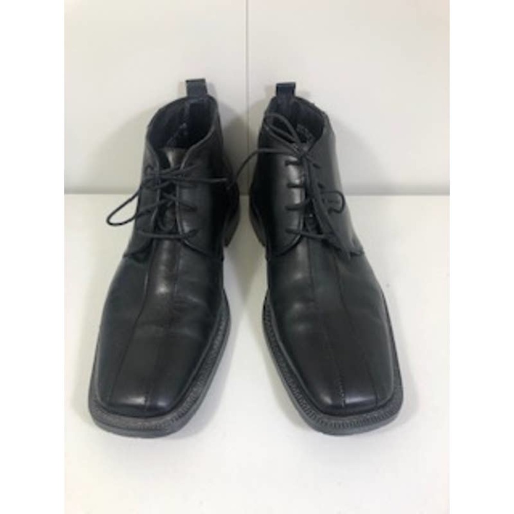 Venturini Square Toe Black Leather Lined Lace-Up Chukka Boots Mens US 11